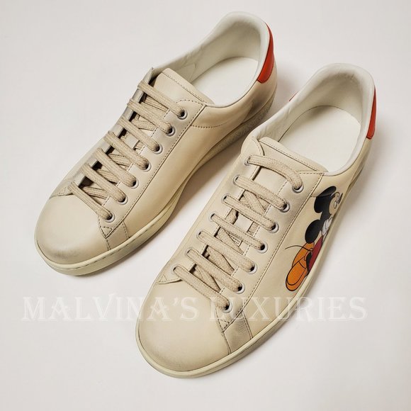GUCCI SNEAKERS MENS LEATHER DISNEY ACE MICKEY MOUSE SIGNATURE SHOES - Picture 4 of 16